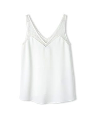 تاپ زنانه یقه هفت توری IPEKYOL رنگ سفید