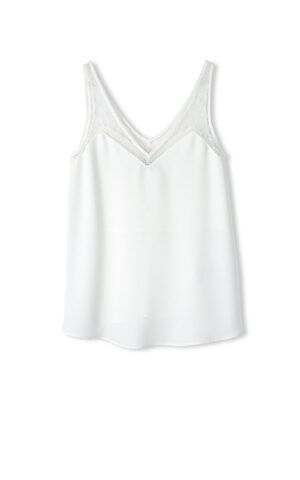 تاپ زنانه یقه هفت توری IPEKYOL رنگ سفید