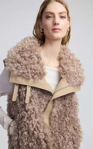 ژاکت زنانه ایپکیول کرم قهوه‎‌ای مدل پشمی گرم پاییز-زمستانی