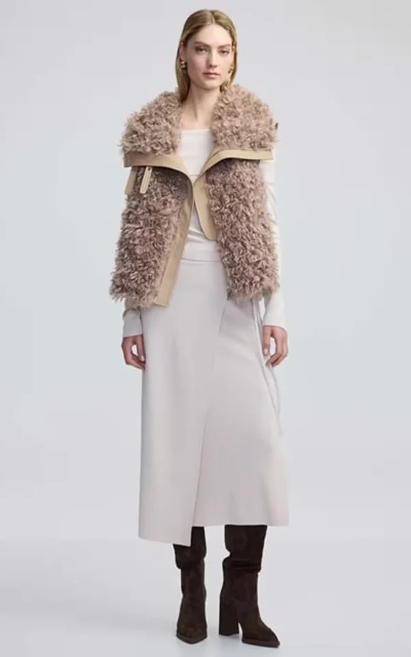 ژاکت زنانه ایپکیول کرم قهوه‎‌ای مدل پشمی گرم پاییز-زمستانی