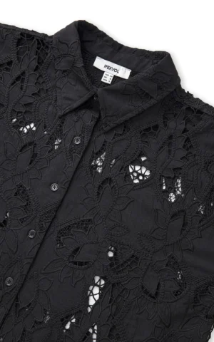 نمای یقه شومیز زنانه گیپوری مشکی IPEKYOL