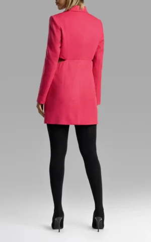 نمای قدی پشت کت زنانه صورتی آستین بلند نوادو