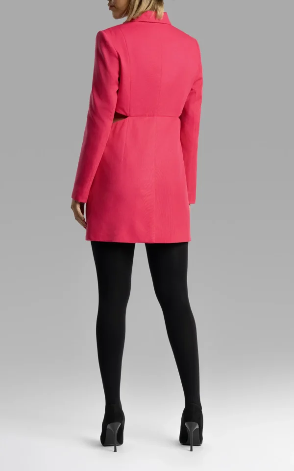 نمای قدی پشت کت زنانه صورتی آستین بلند نوادو