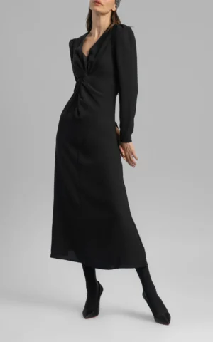 نمای قدی پیراهن رسمی مشکی زنانه بلند نوادو