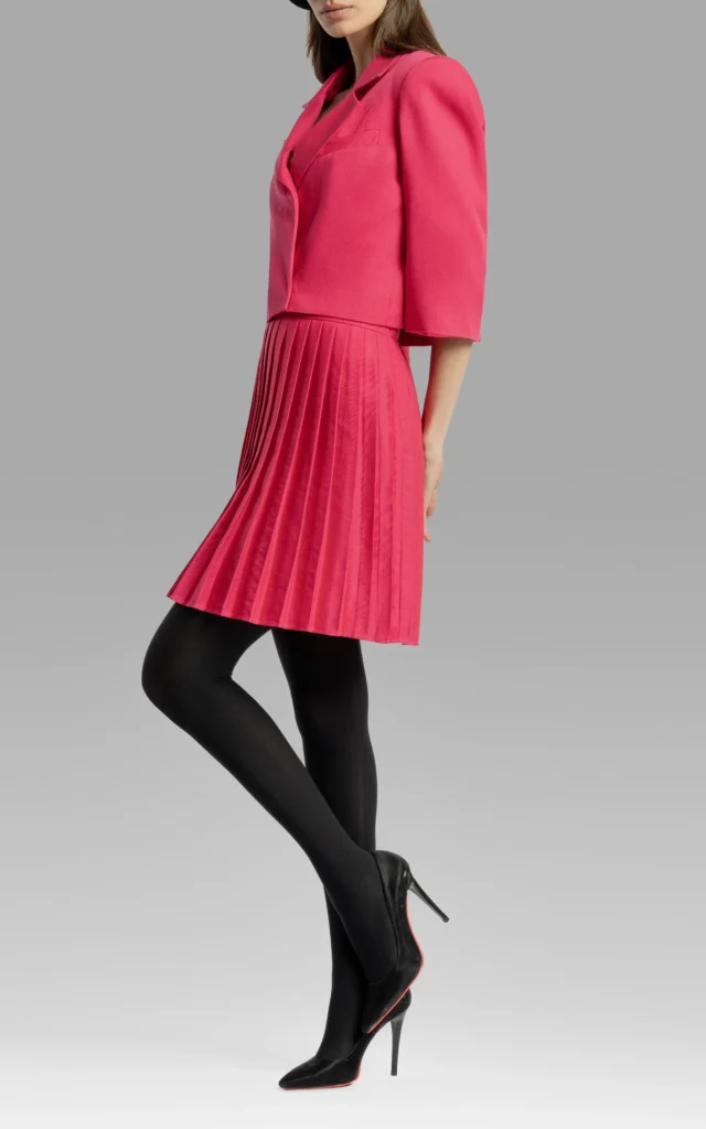 دامن زنانه صورتی رنگ پلیسه‌دار نوادو