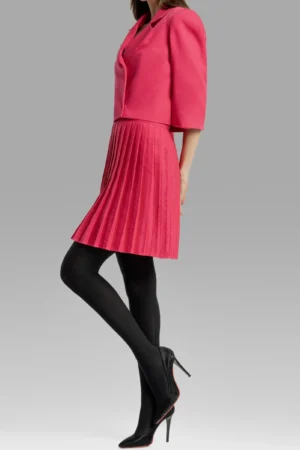 دامن زنانه صورتی رنگ پلیسه‌دار نوادو