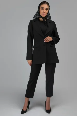 کت زنانه مشکی پاییز-زمستانه رسمی نوادو