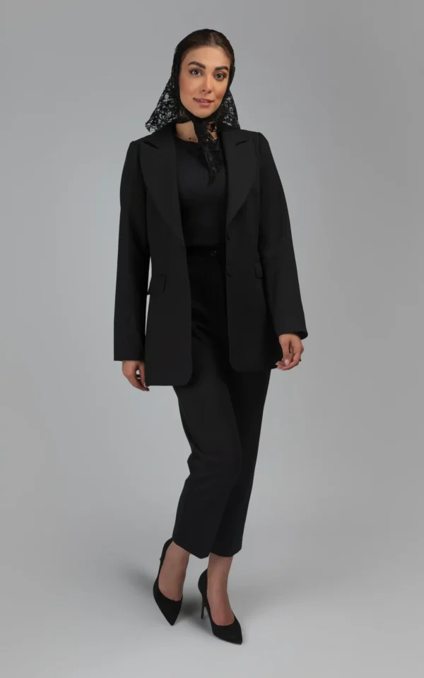 کت زنانه مشکی پاییز-زمستانه رسمی نوادو