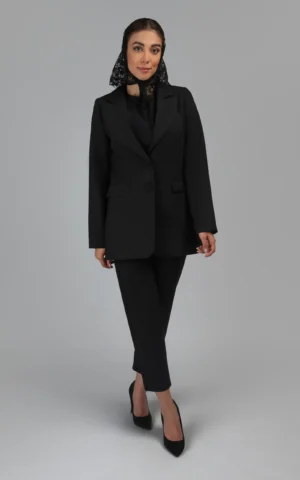 کت زنانه مشکی پاییز-زمستانه رسمی نوادو