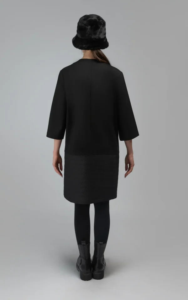 کت زنانه مشکی زیپ‌دار پاییز-زمستانه آستین سه ربع نوادو