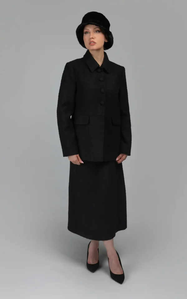 کت زنانه بافت پشمی دکمه‌دار پاییز-زمستانه یقه‌دار نوادو