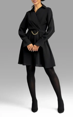 نمای رو به رو پیراهن مشکی آستین بلند مدل بیشاپ زنانه نوادو