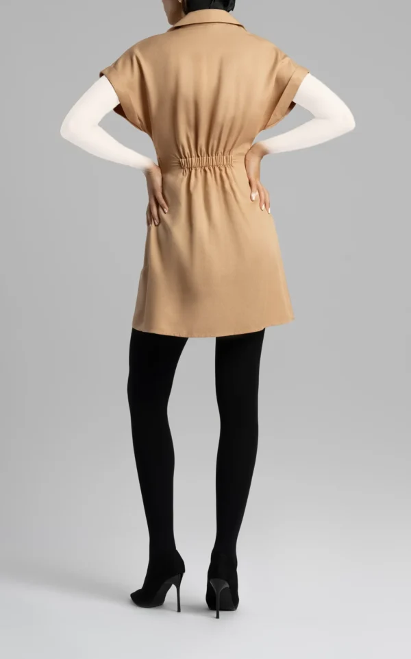 پیراهن زنانه بژ آستین کوتاه نوادو