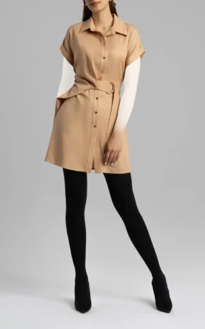 نمای رو به رو پیراهن زنانه بژ آستین کوتاه نوادو