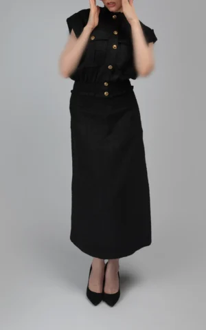 دامن زنانه مشکی پاییز-زمستانه گرم نوادو