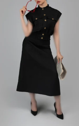 دامن زنانه مشکی پاییز-زمستانه گرم نوادو