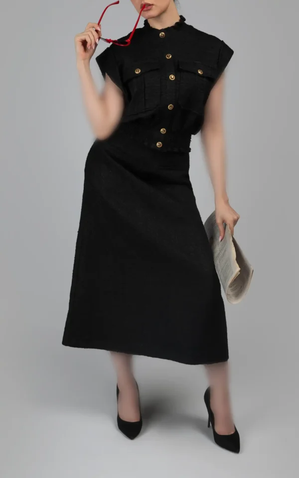 دامن زنانه مشکی پاییز-زمستانه گرم نوادو