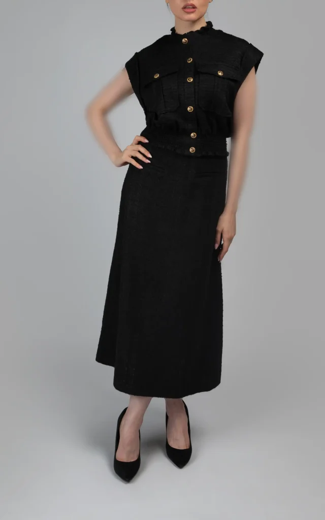 دامن زنانه مشکی پاییز-زمستانه گرم نوادو