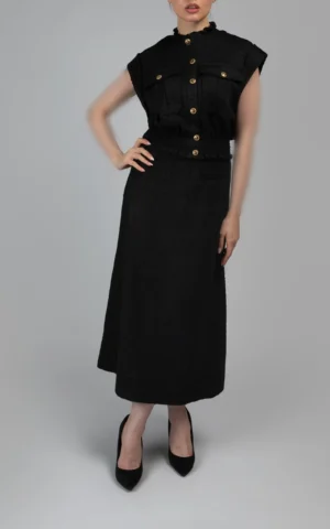 دامن زنانه مشکی پاییز-زمستانه گرم نوادو