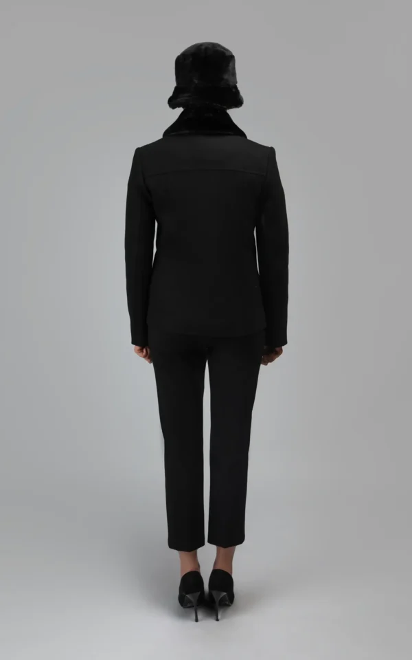 پالتو زنانه مشکی دکمه‌دار پاییز-زمستانه نوادو