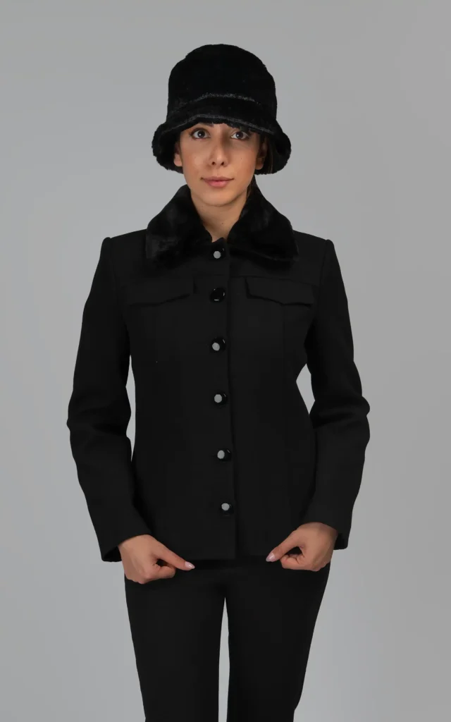 پالتو زنانه مشکی دکمه‌دار پاییز-زمستانه نوادو