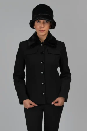 پالتو زنانه مشکی دکمه‌دار پاییز-زمستانه نوادو