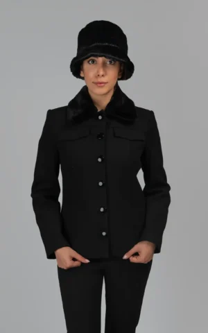 پالتو زنانه مشکی دکمه‌دار پاییز-زمستانه نوادو