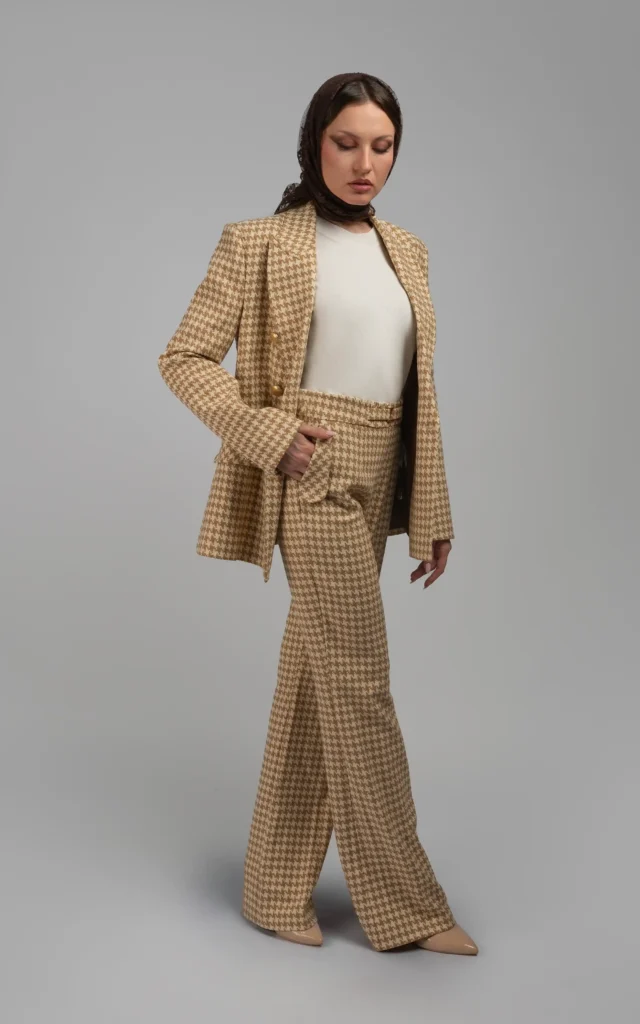 شلوار زنانه طرح‌دار راسته رسمی پاییز-زمستانه نوادو