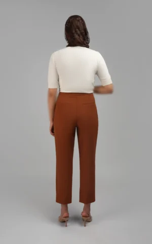 شلوار زنانه قهوه‌ای راسته رسمی پاییز-زمستانه نوادو