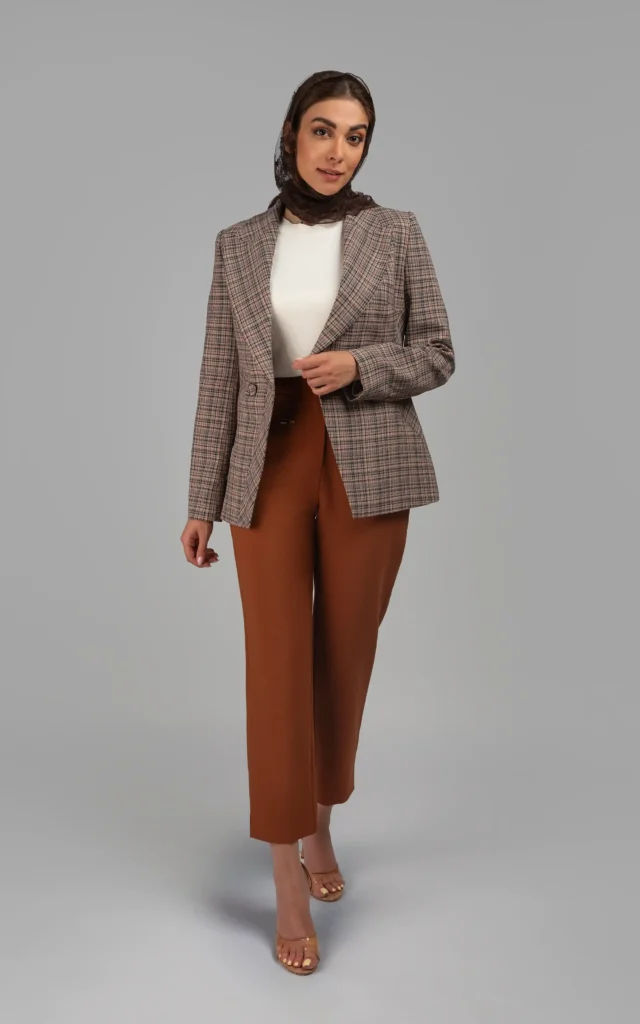 شلوار زنانه قهوه‌ای راسته رسمی پاییز-زمستانه نوادو
