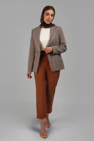 شلوار زنانه قهوه‌ای راسته رسمی پاییز-زمستانه نوادو