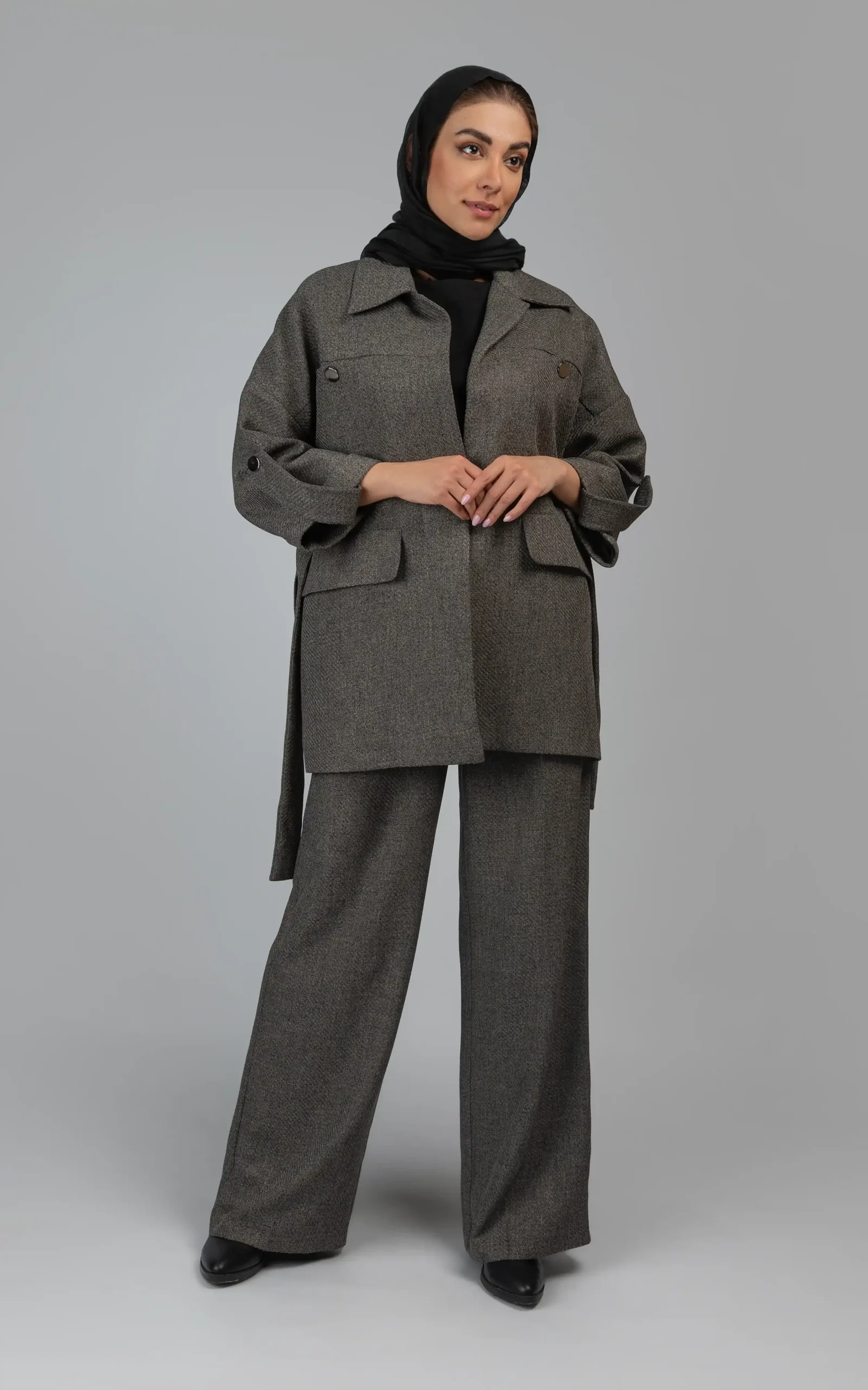 W-403123251585-1 شلوار زنانه طوسی پاییز-زمستانه رسمی راسته نوادو