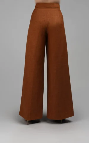 شلوار زنانه قهوه‌ای پاییز-زمستانه واید شیک نوادو