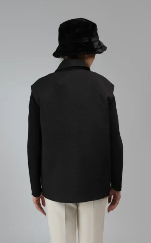 کت زنانه مشکی طرح‌دار پاییز-زمستانه دکمه‌دار نوادو