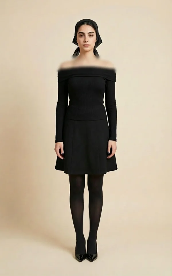 بلوز مشکی دکلته پاییز-زمستانه برند نوادو