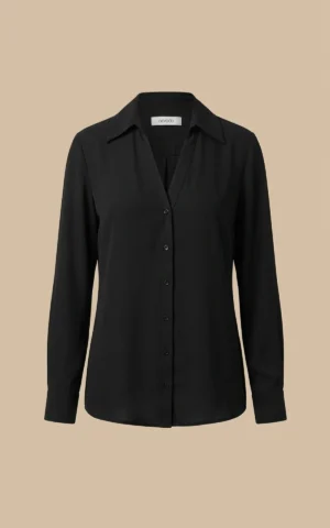 شومیز زنانه مشکی دکمه‌دار با یقه کلاسیک نوادو کد 404012721685