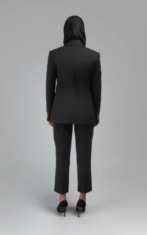 کت زنانه مشکی پاییز-زمستانه دکمه‌دار رسمی نوادو