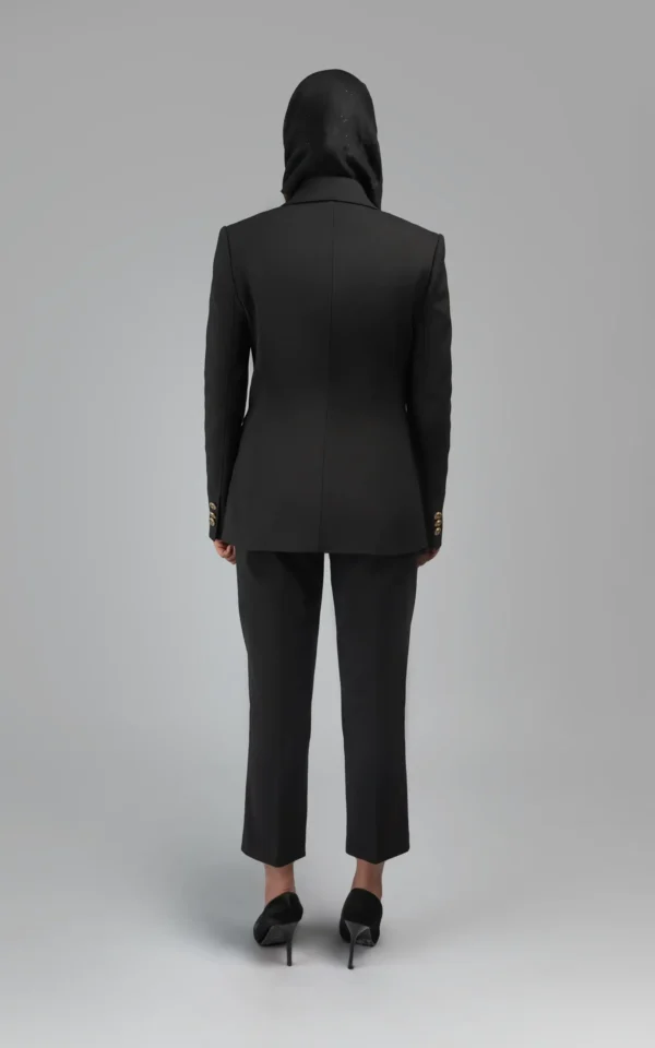 کت زنانه مشکی پاییز-زمستانه دکمه‌دار رسمی نوادو