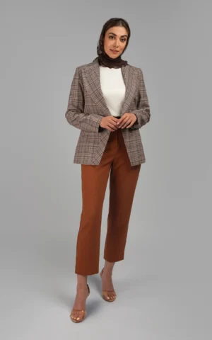 کت زنانه طرح‌دار پاییز-زمستانه دکمه‌دار شیک نوادو