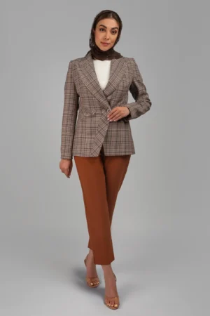 کت زنانه طرح‌دار پاییز-زمستانه دکمه‌دار شیک نوادو