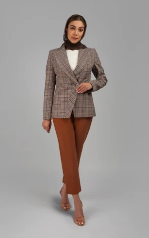 کت زنانه طرح‌دار پاییز-زمستانه دکمه‌دار شیک نوادو