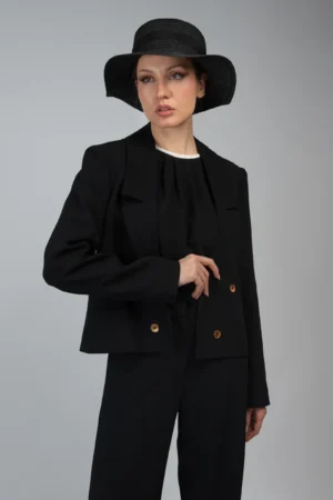 کت زنانه مشکی پاییز-زمستانه رسمی نوادو