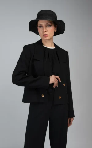 کت زنانه مشکی پاییز-زمستانه رسمی نوادو