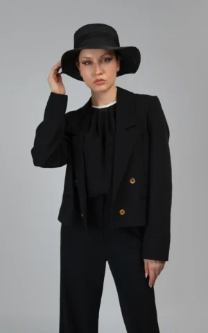 کت زنانه مشکی پاییز-زمستانه رسمی نوادو