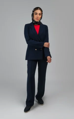 کت سرمه‌ای رسمی با دکمه‌های طلایی دبل‌برست پاییز-زمستانه نوادو