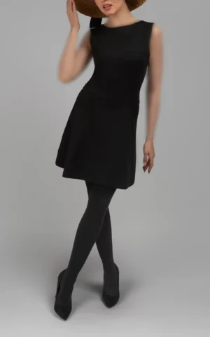 پیراهن مشکی ساده و بدون‌آستین با برش مینیمال پاییز-زمستانه نوادو