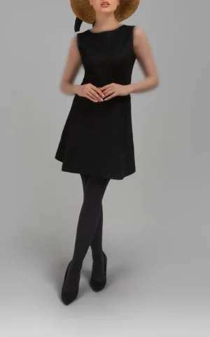 پیراهن مشکی ساده و بدون‌آستین با برش مینیمال پاییز-زمستانه نوادو