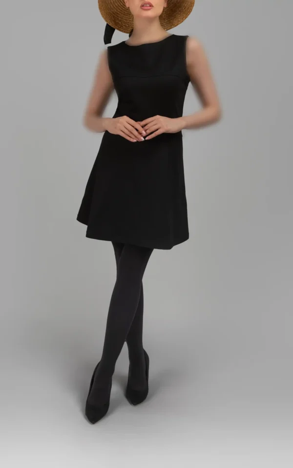 پیراهن مشکی ساده و بدون‌آستین با برش مینیمال پاییز-زمستانه نوادو