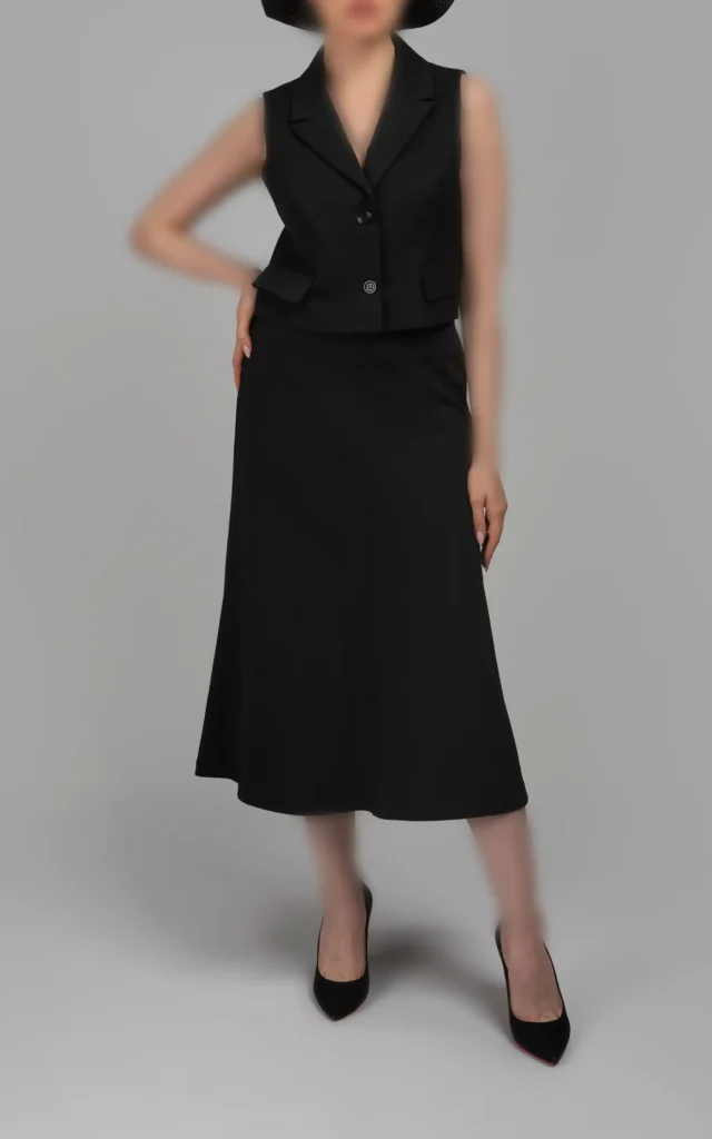 دامن مشکی راسته‌ بلند با برش ساده و کلاسیک پاییز-زمستانه نوادو
