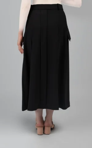 دامن زنانه مشکی پاییز-زمستانه مدل میدی تا‌دار نوادو